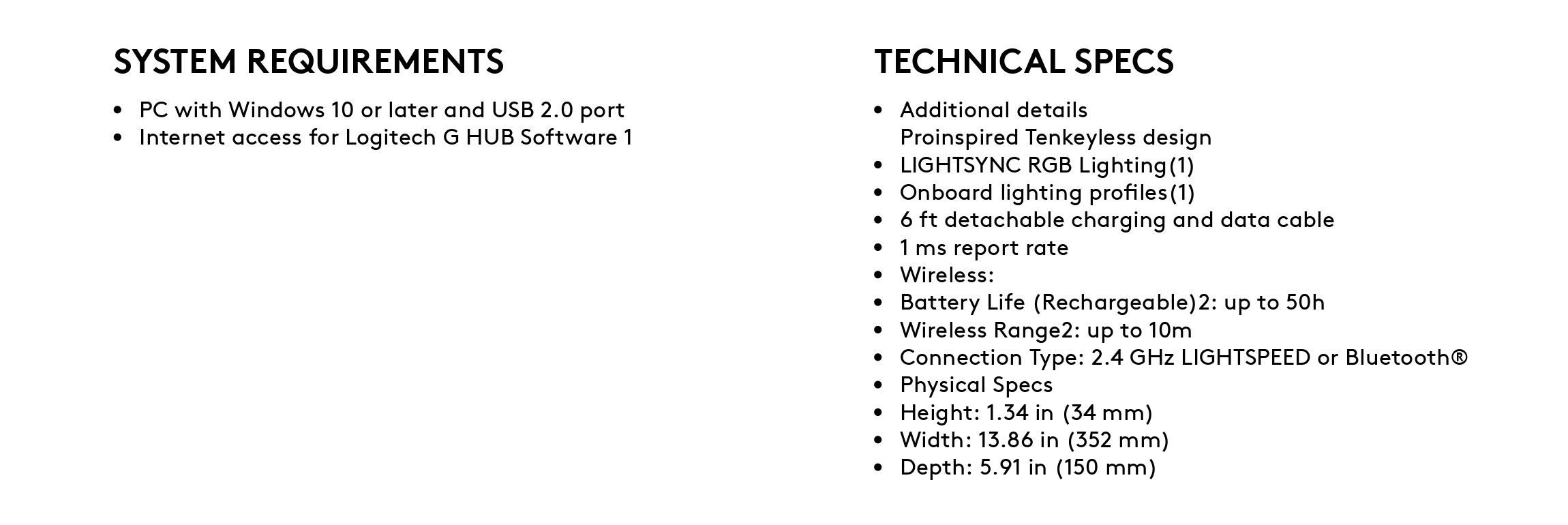 A large marketing image providing additional information about the product Logitech G PRO X TKL Lightspeed Wireless Gaming Keyboard - White - Additional alt info not provided